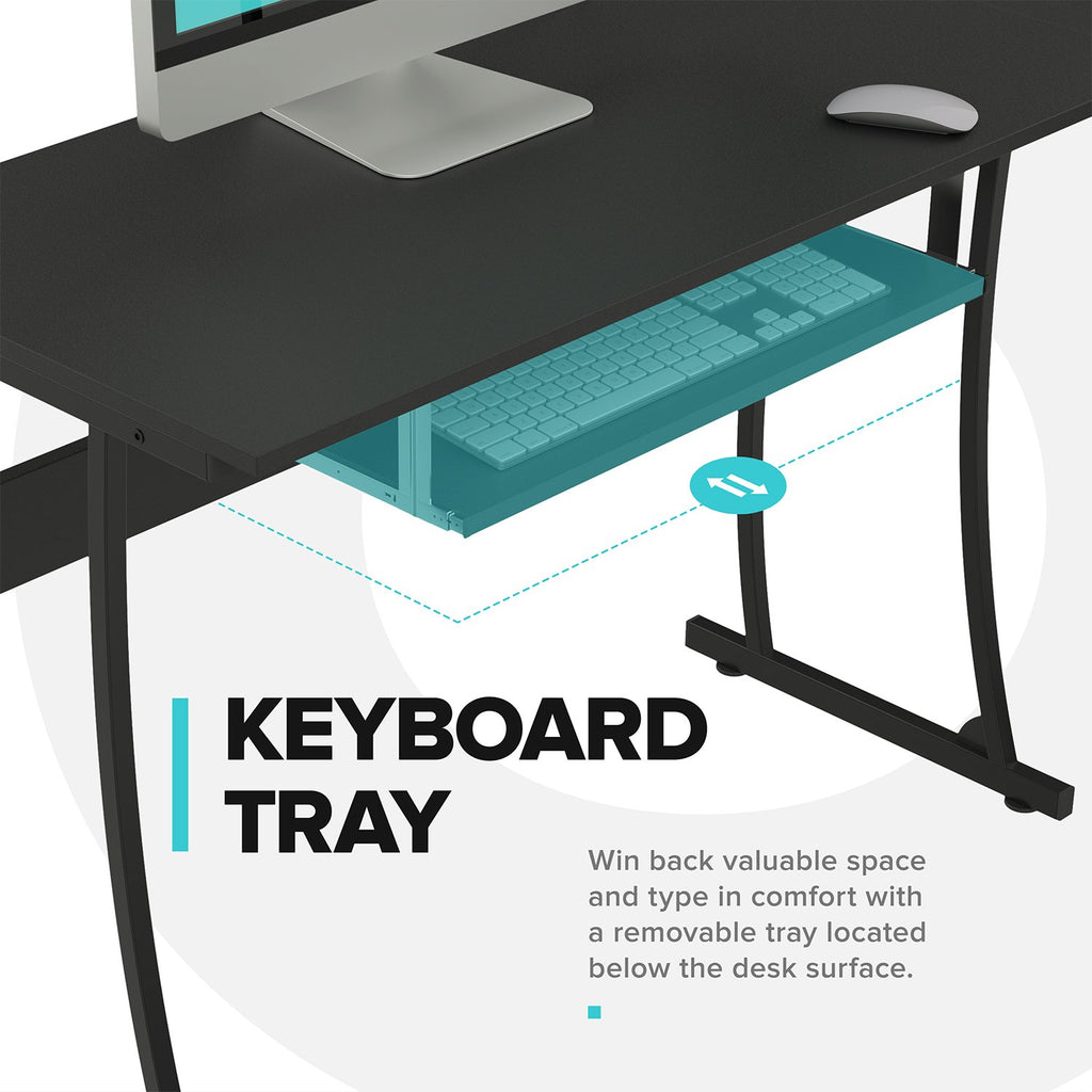 L-Shaped Compute Desk keyboard tray