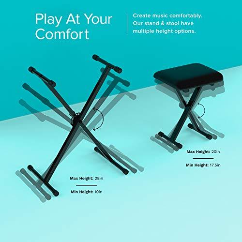 Portable 61 Key Electronic Piano Keyboard play at your comfort with adjustable stand and stool