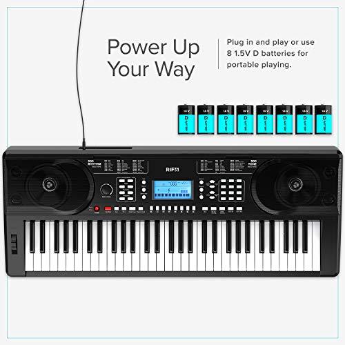 Portable 61 Key Electronic Piano Keyboard plug in and play or use eight 1.5v d batteries