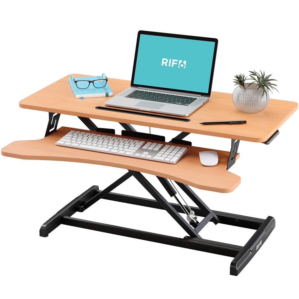 RIF6 34 Inch Convertible Standing Desk - Beech