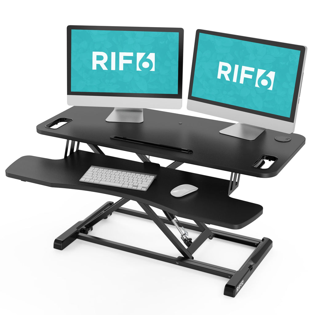 Height Adjustable Standing Desk 37 inch two screen set up