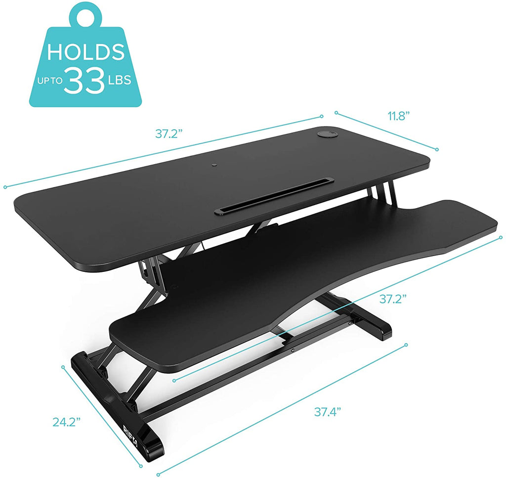 Height Adjustable Standing Desk 37 inch with concealed handles holds 33 lbs 