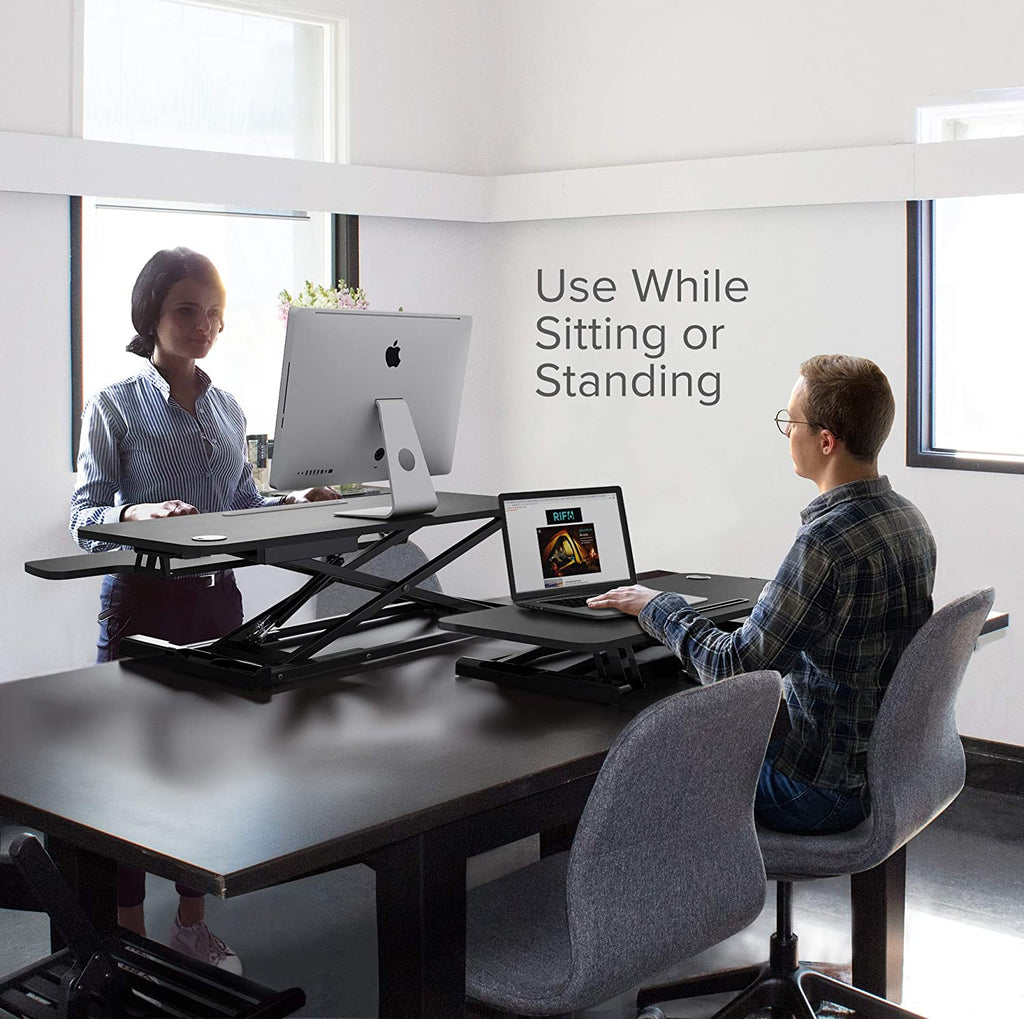 Height Adjustable Standing Desk 37 inch with concealed handles use while sitting or standing